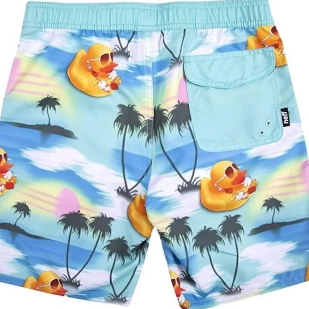 Neff Tropical Rubber Ducky Hot Tub Swim Trunks Size Large NWT